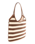 Canvas Calfskin Striped Ivy Cacao Naturale