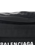 Sport Nylon Logo Embroidered Wheel Belt Bag Black White