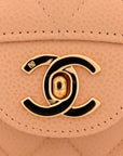 Caviar Quilted Medium Double Flap Beige Clair