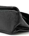 Crinkled Calfskin Matelasse Monogram Medium Niki Chain Satchel Black