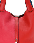 Taurillon Clemence Casaque Picotin Lock 22 MM Rouge De Coeur Rose Extreme Bleu Zanzibar