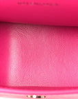 Shiny Box Calfskin Hourglass Top Handle Bag XS Acid Fuchsia