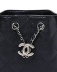 Metallic Caviar Quilted Mini CHNL 25 Handbag Dark Blue