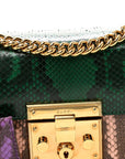 Snakeskin Small Padlock Shoulder Bag Green Pink Purple