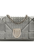 Metallic Patent Micro-Cannage Baby D1ORama Flap Bag Silver