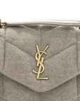 Jersey Quilted Toy Loulou Puffer Monogram Chain Satchel Chalk Beige