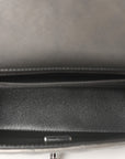Metallic Lambskin Quilted Mini Rectangular Flap Dark Grey