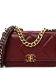 Lambskin Quilted CHNL 19 Wallet On Chain WOC Burgundy