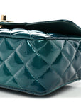 Shaded Patent Calfskin Quilted Mini Rectangular Flap Green Blue