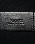Coated Canvas Calfskin La Greca Signature Tote Bag Black Khaki