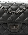 Metallic Sheepskin Quilted 2.55 Reissue Mini Flap Dark Silver