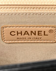 Grained Calfskin Quilted Large Label Click Flap Bag Black