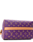 Calfskin Embroidered Monogram Speedy P9 Bandouliere 30 Golden Lotus Purple