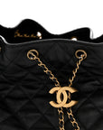 Shiny Crumpled Calfskin Quilted Medium CHNL 25 Handbag Black