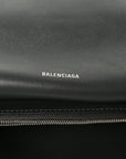 Metallic Crushed Calfskin Large Crush Chain Bag Steel Grey