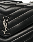 Calfskin Y Quilted Monogram Medium Loulou Chain Satchel Black