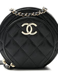 Caviar Quilted Round Coco Clutch With Chain Black