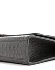 Calfskin Crocodile Embossed Medium Classic Monogram Kate Tassel Satchel Storm