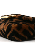 Shearling Vitello Dolce Macro FF 1974 Mini Baguette Tobacco Black