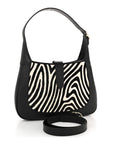 Pony Hair Zebra Print Calfskin Small Jackie 1961 Hobo Black White
