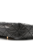 Glazed Calfskin Quilted Reissue Double Flap Clutch Black
