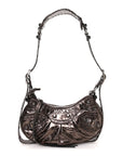 Metallic Agneau Arena Le Cagole Shoulder Bag XS Dark Bronze