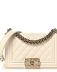 Caviar Quilted Small Boy Flap White