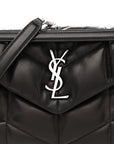 Lambskin Quilted Small Loulou Puffer Monogram Chain Satchel Black