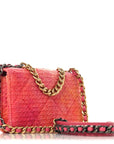 Wool Tweed Lambskin Quilted CHNL 19 Wallet On Chain WOC Coral Pink