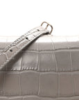 Shiny Calfskin Crocodile Embossed Small Hourglass Top Handle Bag BLCG Grey