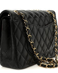 Lambskin Quilted Medium Double Flap Black