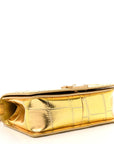 Metallic Calfskin Crocodile Embossed Graffiti Medium Cocodile Boy Flap Gold