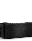 Washed Denim Quilted Mini CHNL 25 Handbag Black