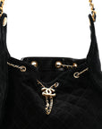 Suede Quilted Medium CHNL 25 Handbag Black