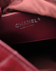 Shiny Crumpled Calfskin Quilted Medium CHNL 25 Handbag Dark Burgundy