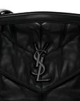 Lambskin Quilted Monogram Monochrome Small Loulou Puffer Chain Satchel Black