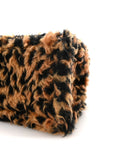 Fleece Leopard Print Small Hourglass Top Handle Bag Brown