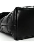 Lambskin Quilted Medium Loulou Puffer Monogram Chain Satchel Black