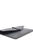 Calfskin Crocodile Embossed Uptown Monogram Pouch Black