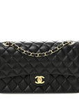 Lambskin Quilted Medium Double Flap Black