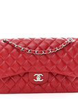 Caviar Quilted Jumbo Double Flap Red