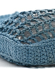 Yarn Raffia Effect Crochet Logo Embroidered Tote Bag Celeste