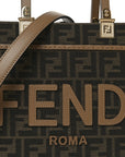 Fabric Jacquard FF 1974 Logo Small FNDI Sunshine Shopper Tote Tobacco Moro Sand
