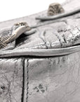 Metallic Agneau Arena Le Cagole Chain Shoulder Bag XS Silver