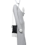 Nappa Starlight Crystal Fringe Trick Pouch On Strap Black