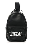 X PETER DOIG Grained Calfskin Slingbag Backpack Black