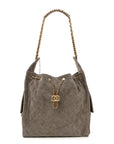 Suede Quilted Medium CHNL 25 Handbag Grey