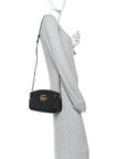 Calfskin Matelasse Small GG Marmont Chain Shoulder Bag Black