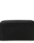 Nappa Intrecciato Zip Around Wallet Black