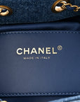 Washed Denim Quilted Mini CHNL 25 Handbag Blue